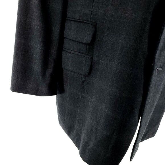 DAMAGED Joseph Abboud Reda Super 110s Wool 2 Button Blazer 48L Gray Windowpane - Picture 3 of 13